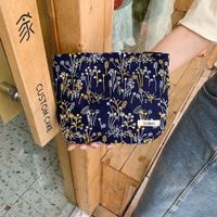Women's All Seasons Canvas Corduroy Flower Vintage Style Square Zipper Cosmetic Bag sku image 48