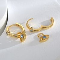 1 Pair Retro Devil's Eye Copper Plating Inlay Zircon 18k Gold Plated Drop Earrings main image 3