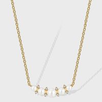 Simple Style Round Copper Plating Inlay Pearl Zircon 18k Gold Plated Necklace main image 1