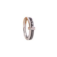 Wholesale Retro Simple Style Double Ring Titanium Steel Zircon Rings main image 5