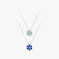 Elegant Flower Sterling Silver Plating Inlay Zircon Rhodium Plated Pendant Necklace main image 3