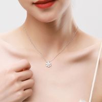 Elegant Flower Sterling Silver Plating Inlay Zircon Rhodium Plated Pendant Necklace main image 5