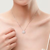 Elegant Flower Sterling Silver Plating Inlay Zircon Rhodium Plated Pendant Necklace main image 6