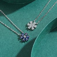 Elegant Flower Sterling Silver Plating Inlay Zircon Rhodium Plated Pendant Necklace main image 1