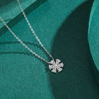 Elegant Flower Sterling Silver Plating Inlay Zircon Rhodium Plated Pendant Necklace main image 2
