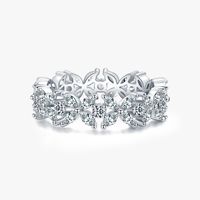 Elegant Four Leaf Clover Sterling Silver Plating Inlay Zircon Rhodium Plated Rings sku image 3