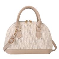 Women's All Seasons Straw Solid Color Classic Style Shell Zipper Shoulder Bag sku image 1