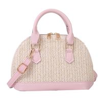 Women's All Seasons Straw Solid Color Classic Style Shell Zipper Shoulder Bag sku image 3