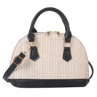 Women's All Seasons Straw Solid Color Classic Style Shell Zipper Shoulder Bag sku image 4