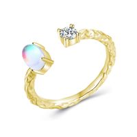 Vintage Style Oval Sterling Silver Plating Inlay Gem Zircon 14k Gold Plated Rhodium Plated Rings sku image 1