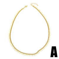 Retro Star Moon Copper 18k Gold Plated Necklace In Bulk sku image 1