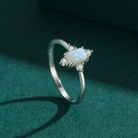 Elegant Rectangle Sterling Silver Plating Inlay Opal Zircon Rhodium Plated Women's Rings Earrings main image 3