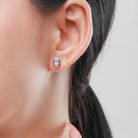 1 Pair Elegant Oval Sterling Silver Plating Inlay Zircon Rhodium Plated Ear Studs main image 5