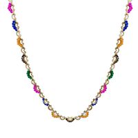 304 Stainless Steel Beaded 14K Gold Plated Simple Style Inlay Geometric Crystal Beads Necklace main image 2