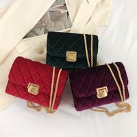 Women's Velvet Cloth Solid Color Classic Style Square Flip Cover Shoulder Bag Crossbody Bag main image 1