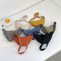 Women's Canvas Solid Color Basic Dumpling Shape Zipper Shoulder Bag Crossbody Bag main image 1