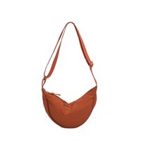 Women's Canvas Solid Color Basic Dumpling Shape Zipper Shoulder Bag Crossbody Bag sku image 7