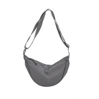 Women's Canvas Solid Color Basic Dumpling Shape Zipper Shoulder Bag Crossbody Bag sku image 6