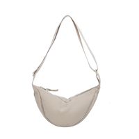 Women's Canvas Solid Color Basic Dumpling Shape Zipper Shoulder Bag Crossbody Bag sku image 4