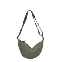 Women's Canvas Solid Color Basic Dumpling Shape Zipper Shoulder Bag Crossbody Bag sku image 3