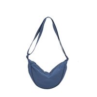 Women's Canvas Solid Color Basic Dumpling Shape Zipper Shoulder Bag Crossbody Bag sku image 2