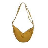 Women's Canvas Solid Color Basic Dumpling Shape Zipper Shoulder Bag Crossbody Bag sku image 1