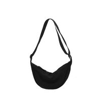 Women's Canvas Solid Color Basic Dumpling Shape Zipper Shoulder Bag Crossbody Bag sku image 5