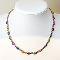 304 Stainless Steel Beaded 14K Gold Plated Simple Style Inlay Geometric Crystal Beads Necklace sku image 1