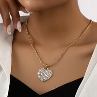 Wholesale Jewelry Ins Style Heart Shape Alloy Rhinestones Pendant Necklace main image 4