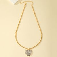 Wholesale Jewelry Ins Style Heart Shape Alloy Rhinestones Pendant Necklace main image 5