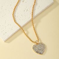 Wholesale Jewelry Ins Style Heart Shape Alloy Rhinestones Pendant Necklace sku image 1