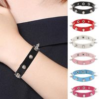 Punk Solid Color Pu Leather Metal Unisex Wristband main image 1