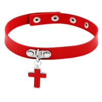 Punk Cross Pu Leather Patchwork Unisex Choker sku image 2