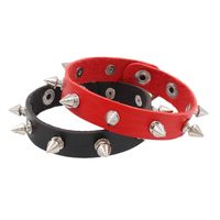 Punk Solid Color Pu Leather Metal Unisex Wristband main image 5