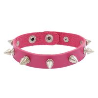 Punk Solid Color Pu Leather Metal Unisex Wristband main image 3