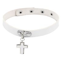 Punk Cross Pu Leather Patchwork Unisex Choker sku image 1