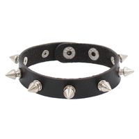 Punk Solid Color Pu Leather Metal Unisex Wristband main image 2