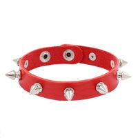 Punk Solid Color Pu Leather Metal Unisex Wristband main image 4
