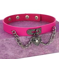 Punk Heart Shape Pu Leather Alloy Patchwork Women's Choker sku image 6