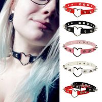 Punk Heart Shape Pu Leather Hollow Out Women's Necklace main image 6