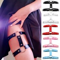Gothic Harajuku Punk Street Nightclub Sexy Lolita Girl Super Love Leather Round Thigh Ring Ankle Ring Double Row Garter main image 6