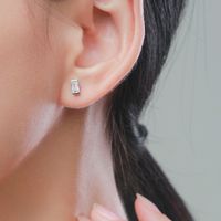 1 Pair Simple Style Rectangle Sterling Silver Plating Inlay Zircon 14k Gold Plated Rhodium Plated Ear Studs main image 5