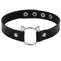 Punk Solid Color Pu Leather Patchwork Women's Choker main image 3