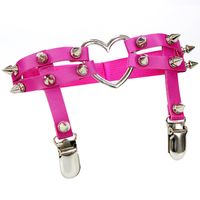 Factory Hot Sale European American Harajuku Punk Love Heart-shaped Leather Handmade Rivet Punk Hip Hop Leg Ring Ankle Ring Garter sku image 6