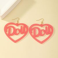 Korean Style Letter Heart Shape Arylic Plating Hollow Out Women's Drop Earrings main image 5