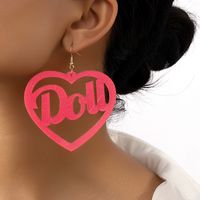 Korean Style Letter Heart Shape Arylic Plating Hollow Out Women's Drop Earrings main image 4