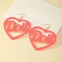 Korean Style Letter Heart Shape Arylic Plating Hollow Out Women's Drop Earrings main image 1
