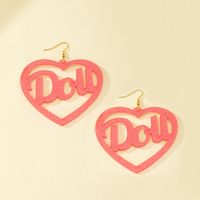 Korean Style Letter Heart Shape Arylic Plating Hollow Out Women's Drop Earrings main image 3