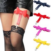Factory Direct Sales Punk Rock Sexy Bow Leather Garter Hip Hop Nightclub Leg Ring Ankle Ring Anti-off Socks Clip main image 1