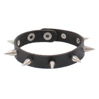 Rock Solid Color Ccb Pu Leather Rivet Unisex Wristband sku image 1
